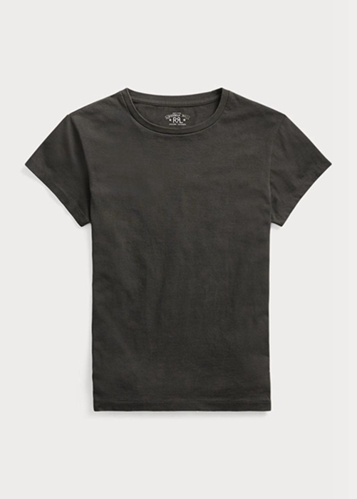 Ralph Lauren Bomull Jersey Crewneck T-shirt Dam Svarta | 859413-PUY