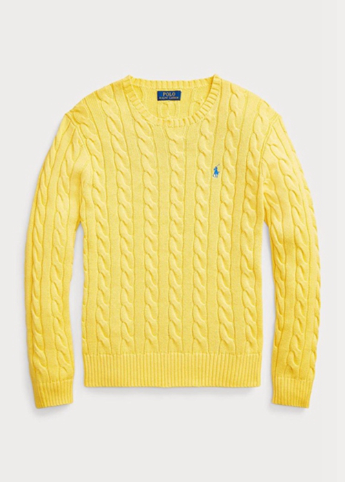 Ralph Lauren Cable-knit Bomull Jumper Tröjor Herr Gula | 108243-TKY