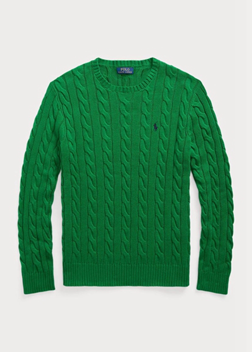 Ralph Lauren Cable-knit Bomull Jumper Tröjor Herr Gröna | 395142-SBD