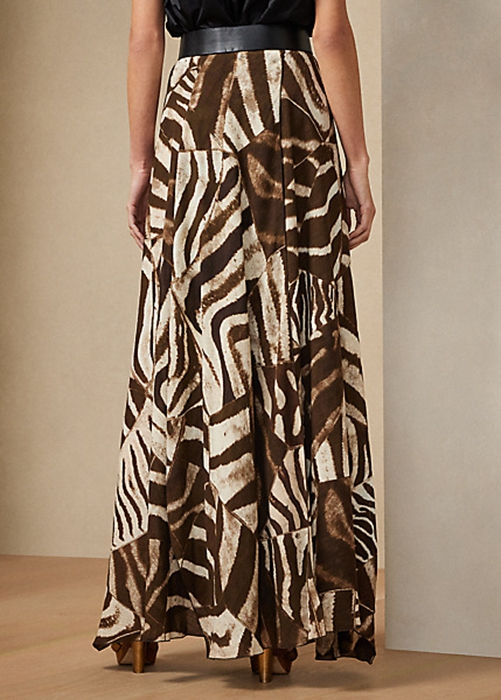 Ralph Lauren Liliosa Zebra-Print Linen Voile Kjolar Dam Bruna | 820713-IQW