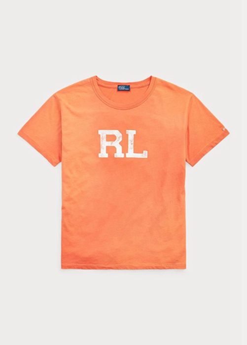 Ralph Lauren Rl Logo Jersey T-shirt Dam Orange | 508237-BPT