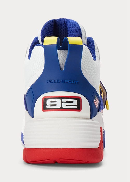 Ralph Lauren PS100 High-Top Sneakers Herr Vita Kungsblått | 076314-UOC