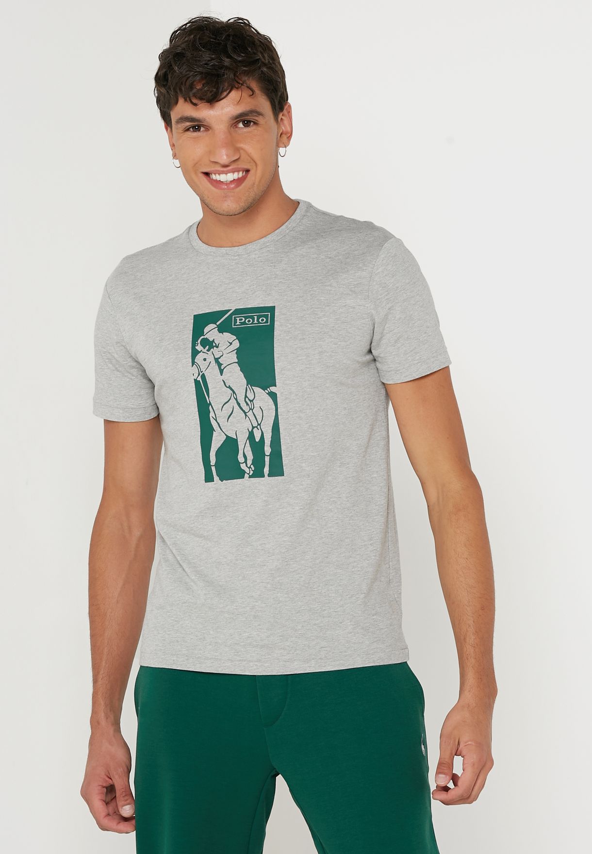 Ralph Lauren Printed Crew Neck T-shirt Herr Grå | 192385-IRE