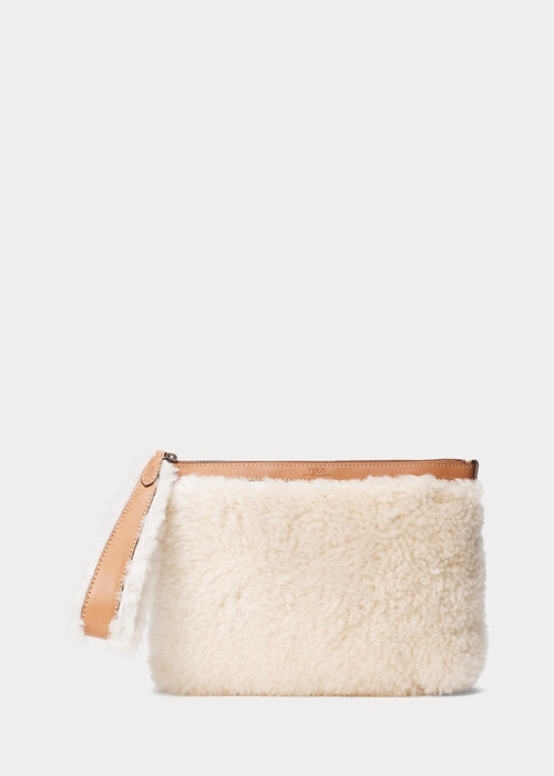 Ralph Lauren Shearling Envelope Handbag Dam Honey/Cream | 342165-ECA