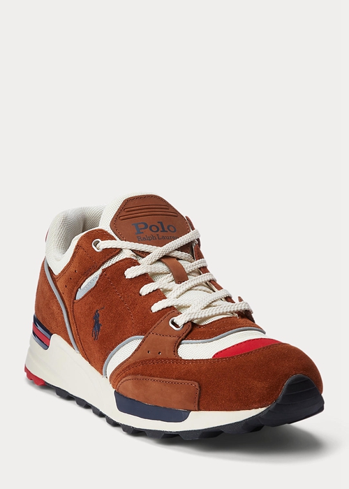 Ralph Lauren Trackster 200 Mocka & Mesh Sneakers Herr Bruna | 794528-YDT
