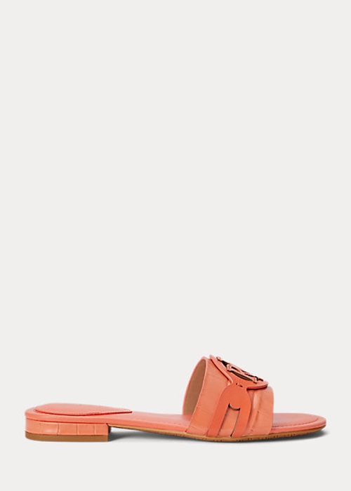 Ralph Lauren Alegra Crocodile-Embossed Läder Platta Skor Dam Orange | 129057-QRL