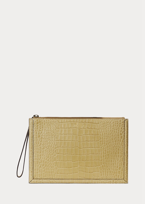Ralph Lauren Embossed Läder Envelope Handbag Dam Sand | 654179-QMZ