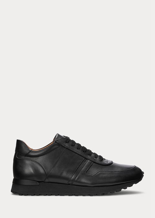 Ralph Lauren Ethan Calfskin Sneakers Herr Svarta | 487235-ZTL