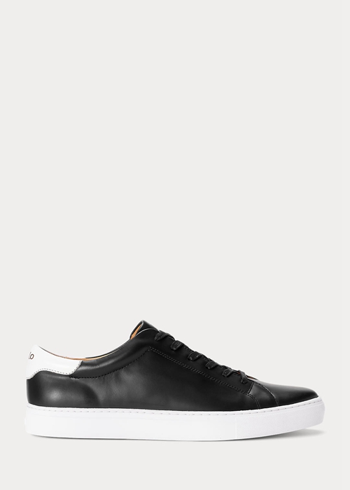Ralph Lauren Jermain Läder Sneakers Herr Svarta | 294617-FSG