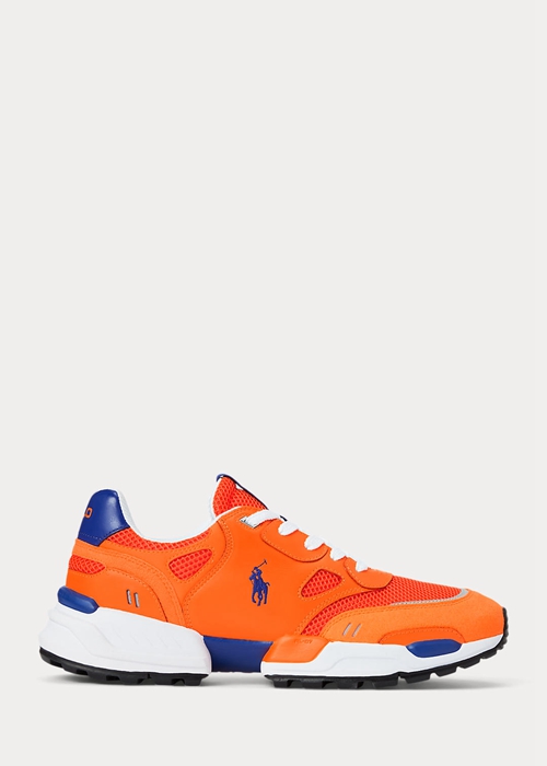 Ralph Lauren Jogger Mocka & Mesh Sneakers Herr Orange Kungsblått | 145730-YPZ