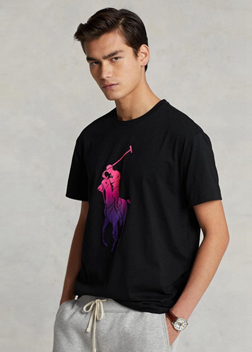 Ralph Lauren Klassiska Fit Big Pony Jersey T-shirt Herr Svarta | 762519-KCG