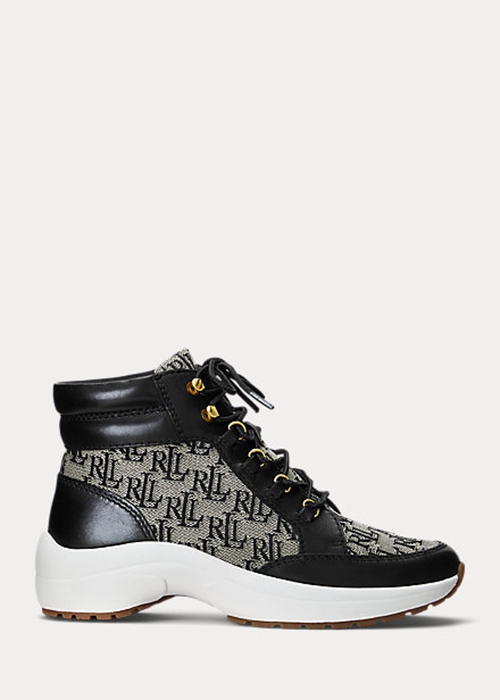 Ralph Lauren Rylee Monogram Jacquard High-Top Sneakers Dam Svarta Grå | 149025-EPB